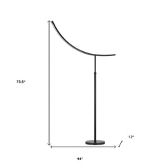 74" Bronze Adjustable LED Traditional Shaped Floor Lamp with a curved design, featuring a sleek bronze finish and a sturdy ba