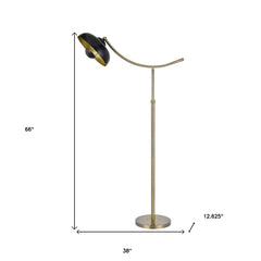 66" Bronze Adjustable Arc Floor Lamp with a sleek bronze dome shade and a curved arm design, featuring a sturdy base.
