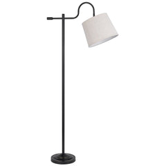63" Bronze Adjustable Traditional Floor Lamp with a gray square shade, featuring a curved arm and a sturdy base.