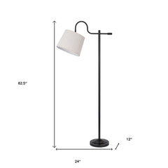 63" Bronze Adjustable Traditional Floor Lamp with Gray Square Shade, featuring a sleek design and adjustable arm.