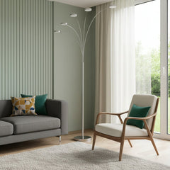 82" Nickel Five Light Led Arc Floor Lamp