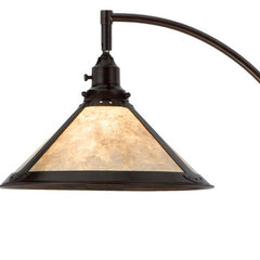65" Bronze Traditional Floor Lamp with a white empire shade, featuring a curved arm and a classic design.