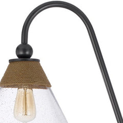 71" brown traditional floor lamp featuring a clear glass empire shade and a stylish woven detail at the base.