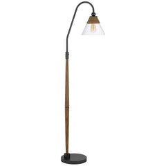 71" brown traditional floor lamp with a clear glass empire shade and a sleek black base. Elegant design for any room.
