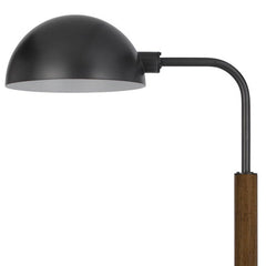 63" Brown Tray Table Floor Lamp featuring a bronze transparent glass dome shade and a sleek design with a wooden base.