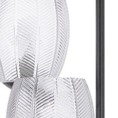 71" Black Three Light Traditional Floor Lamp with clear glass shades featuring a textured leaf design. Elegant and stylish li