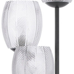 71" Black Three Light Traditional Floor Lamp with clear glass shades featuring a leaf pattern design. Elegant and stylish lig