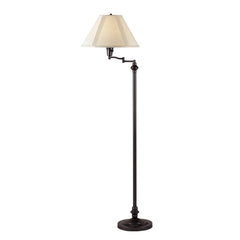 59" Bronze Swing Arm Floor Lamp with a beige empire shade, featuring a sleek design and adjustable arm for versatile lighting