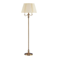 60" bronze four-light floor lamp with a beige square shade, featuring a traditional design and elegant detailing.