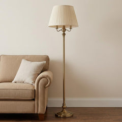 60" Bronze Four Light Traditional Shaped Floor Lamp With Beige Square Shade