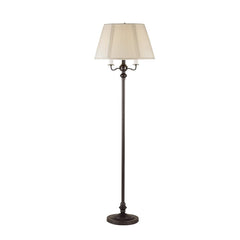 60" Bronze Metal Four Light Floor Lamp with Beige Fabric Square Shade, featuring a sleek design and elegant finish.