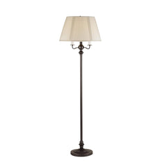 60" Bronze Metal Four Light Floor Lamp with Beige Fabric Square Shade, featuring a sleek design and elegant shade.