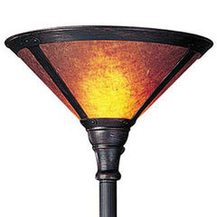 71" rusted torchiere floor lamp featuring a brown dome shade with a warm, glowing interior. Elegant and stylish design.