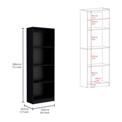 Set of Two Black Wood Multi Tier Bookcases
