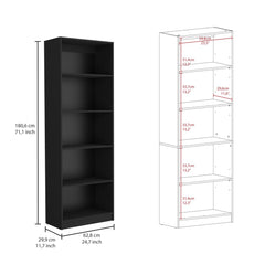 Set of Two Black Wood Multi Tier Bookcases