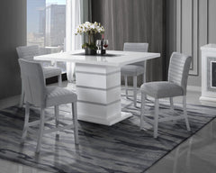 63" White Silver And Black Glass Faux Crystal And Wood Rectangular Bar Table