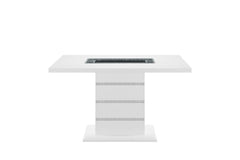 63" White Silver And Black Glass Faux Crystal And Wood Rectangular Bar Table