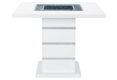 White square table with dark