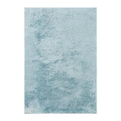Soft sky blue area rug measuring 9' x 14', featuring a plush, shaggy texture for added comfort and style.