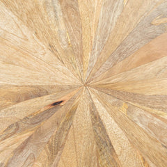 Two Natural And Silver Solid Wood And Iron Round Frame Nested Tables