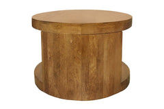 Set of Two Walnut Solid Wood Round Distressed Solid Nested Coffee Tables