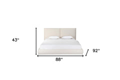 Beige Boucle Upholstered King Bed Frame