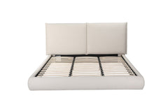 Beige Boucle Upholstered King Bed Frame