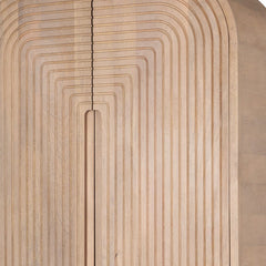 72" Natural Solid Wood Textured Door Arched Cabinet With Four Doors