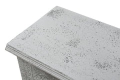 54" White Solid Wood Medallion Storage Ottoman