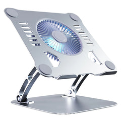 Aluminum Laptop Stand with Built-in Cooling Fan – Adjustable Height & Angle, Universal Fit