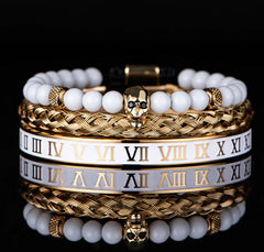 Roman Numerals Steel Bracelet Crown Design