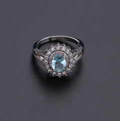 Blue Crystal Diamond Ring for Women