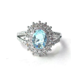 Blue Crystal Diamond Ring for Women