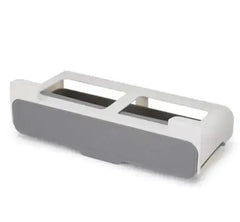 Compact Hanging Kitchen Spice Rack Organizer in white and gray, ideal for wall-mounted spice storage in modern kitchens.