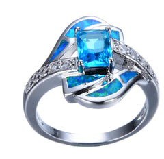 Women's Blue Opal Diamond Ring