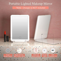 Touch sensor control on LED makeup mirror with adjustable brightness demonstration