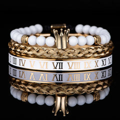 Roman Numerals Steel Bracelet Crown Design