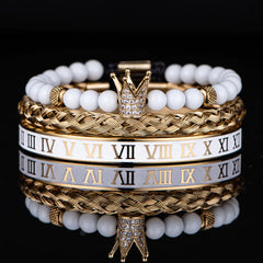 Roman Numerals Steel Bracelet Crown Design