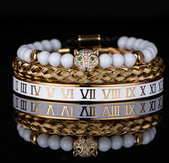 Roman Numerals Steel Bracelet Crown Design