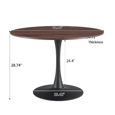 106cm Round Tulip Dining Table with natural wood wash finish in dining room setup