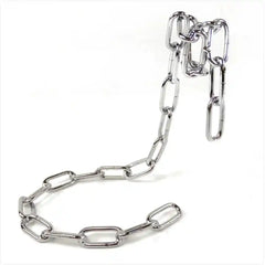 Silver metal suspension chain wine rack holder, crafted to create a levitating bottle effect for modern wine storage.