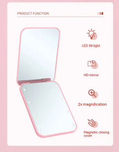 GlowFold Portable LED Makeup Mirror – Foldable, Rechargeable, Travel-Ready