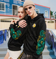 Stylish Embroidered Dragon Hoodie for Men