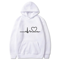 Women's Hooded Sweatshirt with Pockets – 100% Cotton, Alphabet Graphic