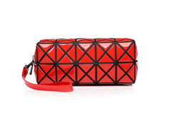 Women's Diamond Pattern Makeup Bag & Portable Clutch – PVC, Zippered Pocket, 3 Colors