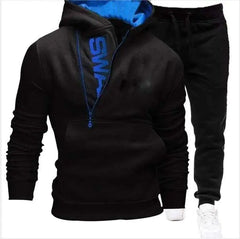 Men's Hooded Sweatshirt Set with Zipper for Style