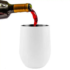 12oz white stainless steel wine tumblers set of 2 with secure lid and reusable straw