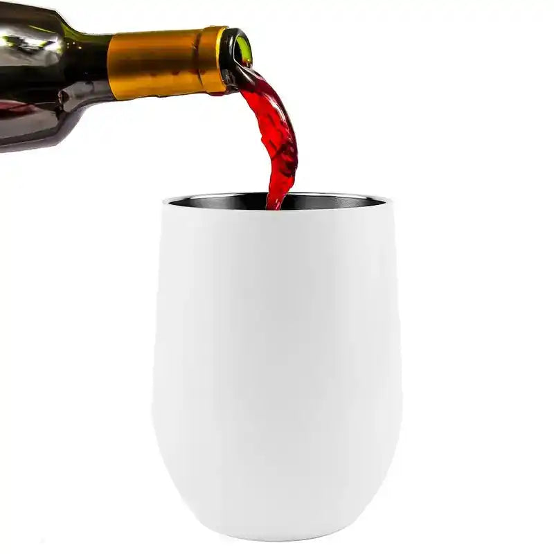 12oz Stainless Steel Wine Tumblers with Lid & Straw