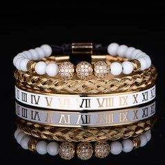 Roman Numerals Steel Bracelet Crown Design