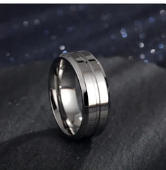 18K Gold-plated Men's Ring with Simple Groove Design